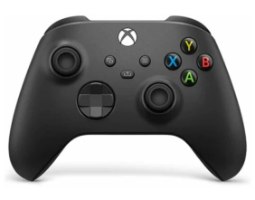 בקר משחק אלחוטי Microsoft Xbox Series-X 2023 – מבט חזיתי על בקר שחור עם כפתורים וג'ויסטיקים