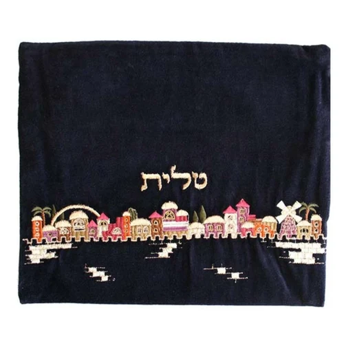 כיסוי לטלית קטיפה ירושלים - צבעוני