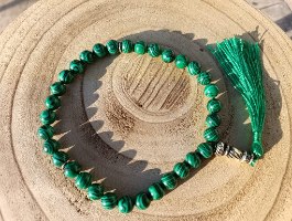 מסבחת אבן חן אילת / מלאכית (Malachite) ירוקה – 33 חרוזים