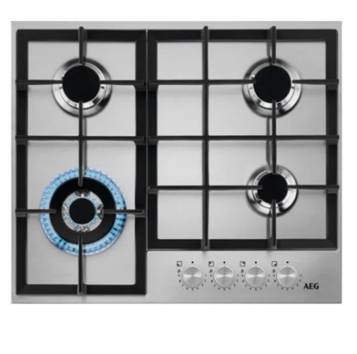 כיריים גז 4 להבות 60 ס"מ Step Power דגם AEG HGB64320SM נירוסטה מוברשת