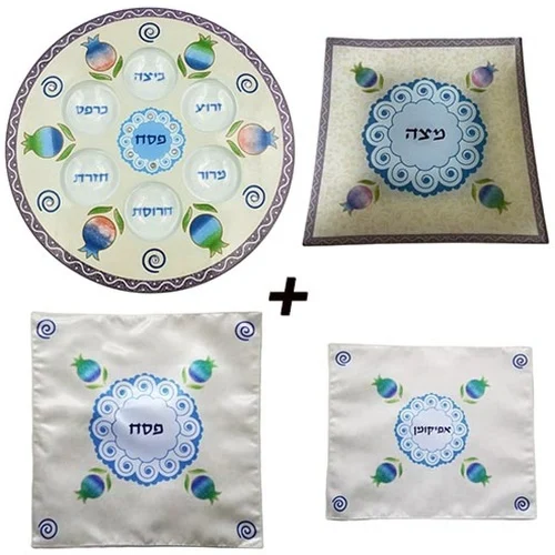 סט פסח שלם דגם רימון סאטן