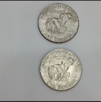 זוג מטבעות ONE 1 DOLLAR דולר-ארה"ב, שנת 1972, 1977