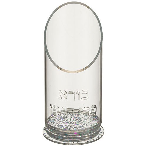 מעמד לבקבוק יין מאקריליק עם אותיות בולטות נצנץ כסף