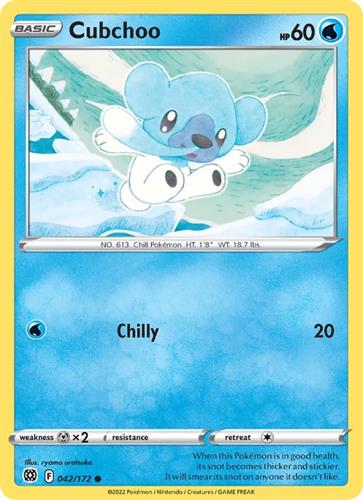 קלף בודד single פוקימון - cubchoo - Brilliant Stars - 042/172