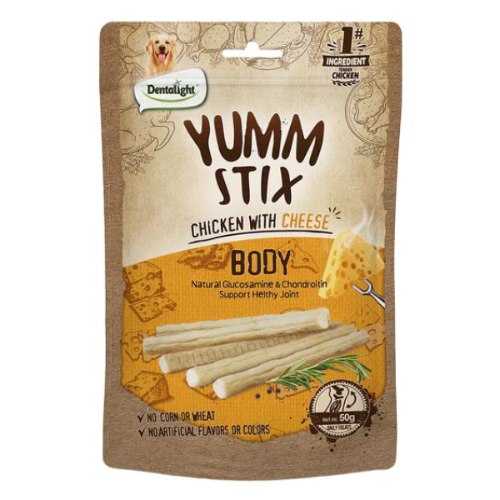 YUMM STIX חטיף לכלבים בטעם גבינה ועוף 50 גרם