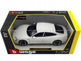 דגם מכונית פורשה בוראגו לבן  Bburago 1/24 Porsche Taycan Turbo S 2019 Carrara
