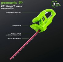 גוזם גדר חיה נטען + סוללה 2 אמפר ומטען מהיר - GREENWORKS 99705-4 24V