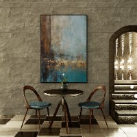 תמונת אבסטרקט גדולה לתלייה לרוחב או לאורך, ציור מודרני לסלון או למשרד מודפס על קנבס דגם "ים סוער"