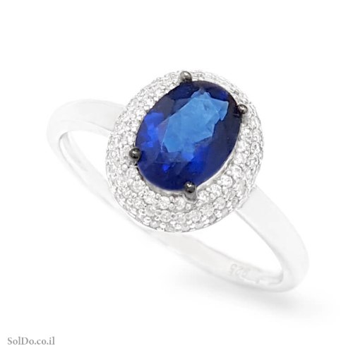 טבעת מכסף משובצת אבן זרקון צבע כחול RG6402 | תכשיטי כסף 925 | טבעות כסף