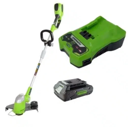 חרמש קנטים נטען 24V + סוללה 2 אמפר + מטען מהיר - GREENWORKS 99703-1