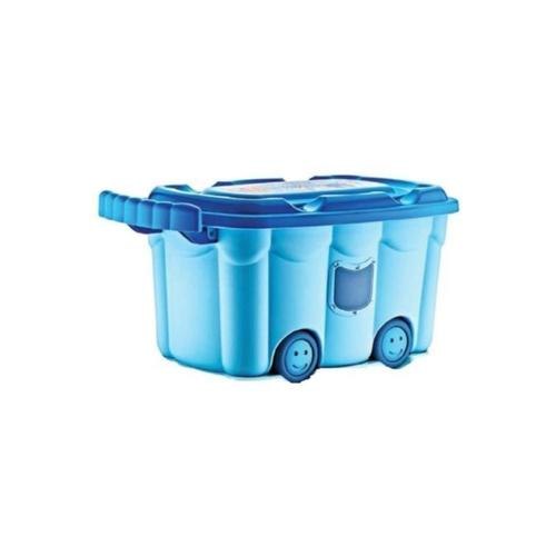 קופסאות אחסון פלסטיק לצעצועים | על גלגלים עם ידית נשיאה צהובה | 50 ליטר | Toy Box S-free