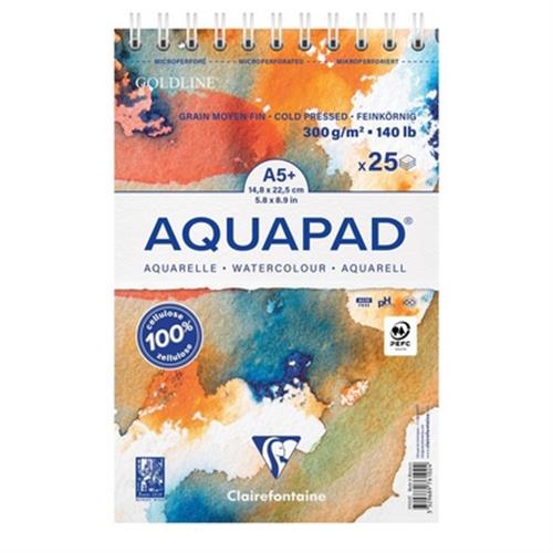 בלוק ציור ספירלה גולדליין AQUAPAD אקווה פד 25 דף 300ג' A5