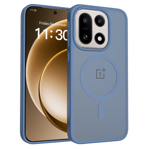 כיסוי מט איכותי ונוח לאחיזה עבור 15 OnePlus עם טבעת מגנטית מובנית בצבע תכלת