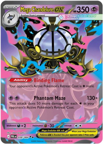 קלף פוקימון בודד single - MEGA CHANDELURE EX – PITCH BLACK – 038/084