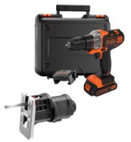 מארז מברגה/מקדחה/מסור + ראש מסור אנכי Black+Decker MULTIEVO 18V – המשלב מברגה/מקדחה עוצמתית עם ראש