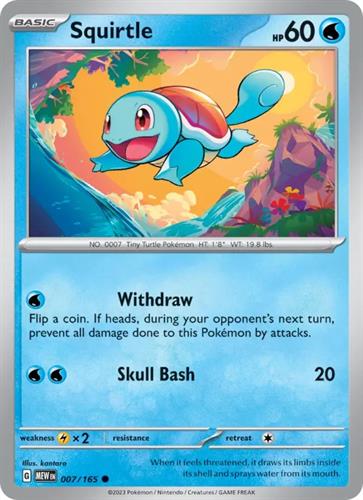 קלף בודד single פוקימון - squirtle - 151 - 007/165