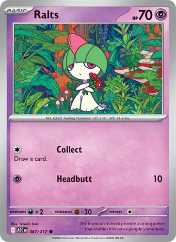 קלף בודד single פוקימון - ralts - Ascended Heroes - 087/217