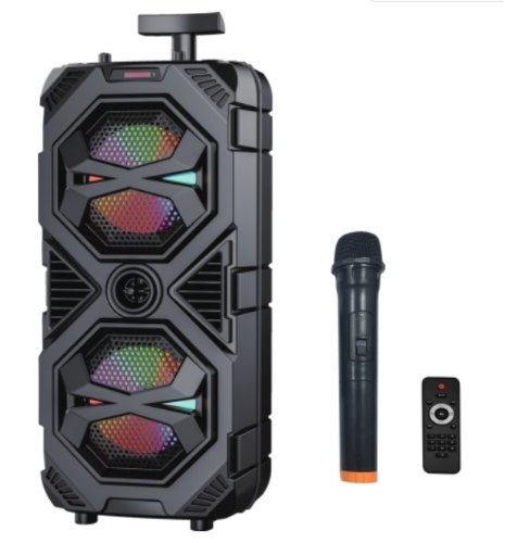 בידורית קריוקי בגודל 8x2 אינצ' בעוצמה 30W עם תאורה ומיקרופון אלחוטי - ZQS-8212