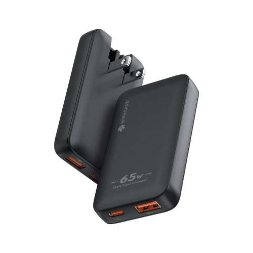 מטען קיר 65W GaN עם USB-C ו-USB-A בצבע שחור Miracase MWC65W