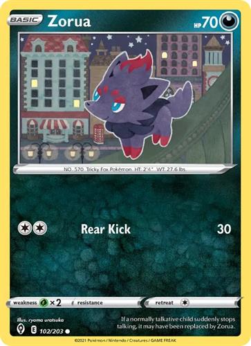 קלף בודד single פוקימון - zorua - Evolving Skies - 102/203