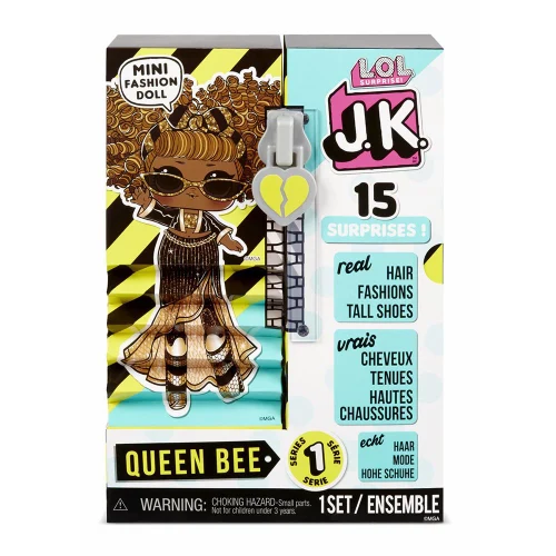 לול - ג'יי קיי קווין בי עם 15 הפתעות - L.O.L SURPRISE JK QUEEN BEE REAL HAIR MINI FASHION DOLL