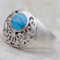טבעת כסף משובצת טורקיז כחול RG6830
