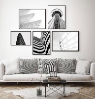 כל קולקציית "ארכיטקטורה" - מגוון צילומי שחור לבן של אלמנטים מעולם הארכיטקטורה בסגנון אבסטרקטי