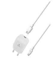 מטען קיר מהיר עם כבל Miracase MFI 20W – מטען קיר לבן עם שקע Type-C וכבל MFI לבן