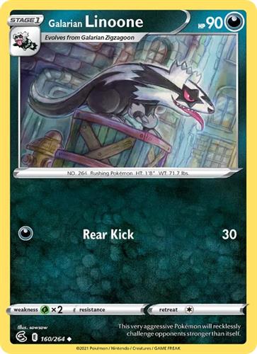 קלף בודד single פוקימון - galarian linoone - Fusion Strike - 160/264