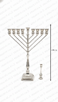 חנוכיה חב"ד כסף טהור רגל פסים חלק  40 ס"מ