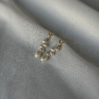 עגילי מפל| עגיל פנינים | ציפוי זהב 2 מקרון