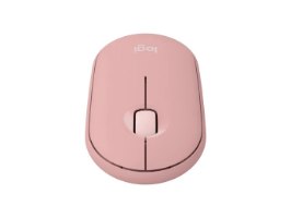עכבר צבע ורוד Logitech Pebble 2 M350S – עכבר ורוד יחיד במבט מלמעלה עם גלגלת בהירה על רקע לבן