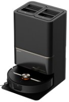 שואב שוטף רובוטי עם תחנת ריקון Deerma X90 Ultra – השואב הרובוטי השחור עגון בתחנתו הגבוהה מונחים על רקע לבן
