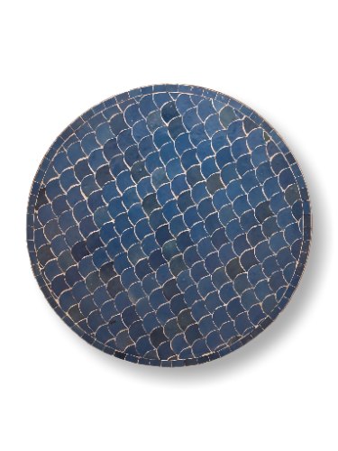 שולחן מוזאיקה כחול רויאל קשקשים - קוטר 80