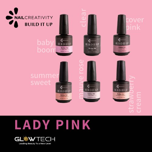 סדרת ג’ל בנייה 6 בקבוקים build it up nail creativity- Lady Pink