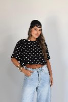 חולצה קרופ נקודות
