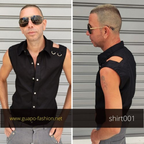 Groom Tailored Sleeveless men's Shirt | in black or white | shirt 001