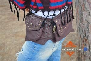 חגורת פוקט 2 כיסים חומה