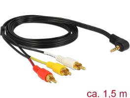 כבל אודיו / וידאו Delock Cable Stereo jack 3.5 mm 4 pin male Angled To 3 x RCA Male 1.5 m