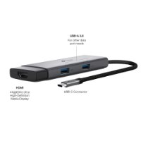 רכזת Tp-Link UH5020C USB Type-C 5-IN-1 Hub – רכזת USB אפורה מציגה יציאות HDMI USB-A וכבל USB-C