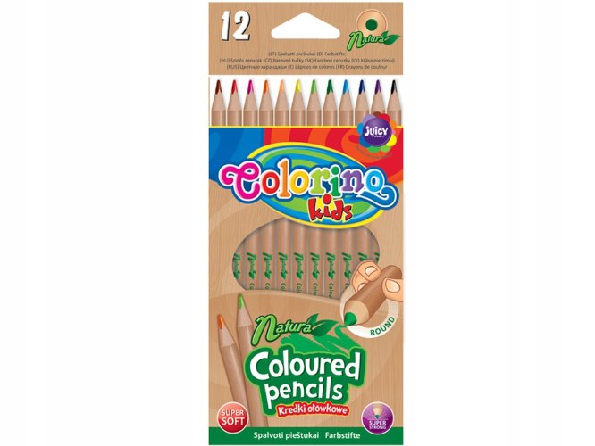 קולורינו-  סט 12  עפרונות צבעוניים עגולים עץ טבעי COLORINO