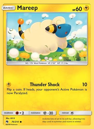 קלף בודד single פוקימון - mareep - Lost Thunder - 76/214