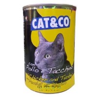 שימורים לחתול נתחי עוף והודו ברוטב 405 גרם CAT&CO