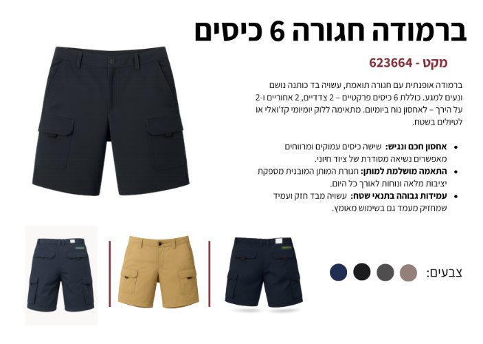 ברמודה חגורה 6 כיסים