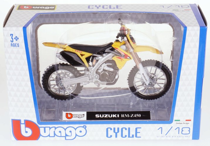 דגם אופנוע בוראגו Bburago Suzuki RM-Z450 1:18