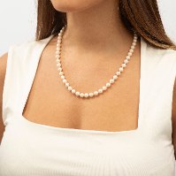 שרשרת פנינים 7- 6.5 מ"מ ומנעול זהב 38-43 סמ