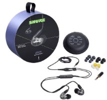 אוזניות מקצועיות מבודדות רעש Shure AONIC 4 – אוזניות חוטיות שקופות קופסה סגולה וכל אביזריהן מוצגים