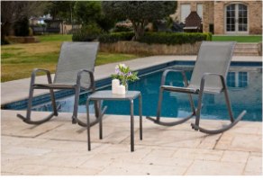 זוג כסאות נדנדה לגינה כולל שולחן קפה קומפקטי דגם נדב