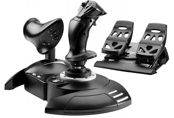 סט טיסה Thrustmaster T.Flight Kit X למחשב ו-Xbox עם ג'ויסטיק מצערת נפרדת ודוושות