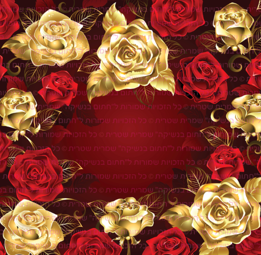טפט ורדים אדום זהב